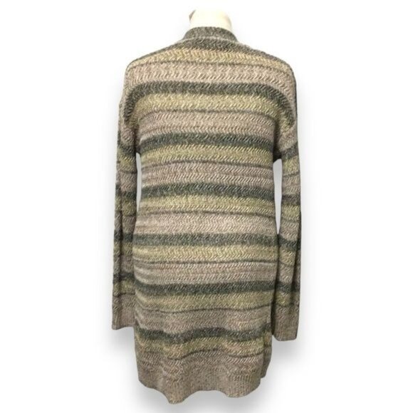 Lane Bryant Women’s Open Front Longline Striped Cardigan, Tan, size 14/16 - Picture 3 of 7